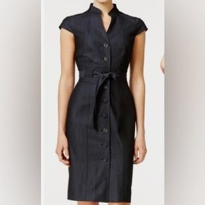 Calvin Klein Gray Short Sleeve Button Down Stretch Sheath Dress/Belt, Sz: 2P